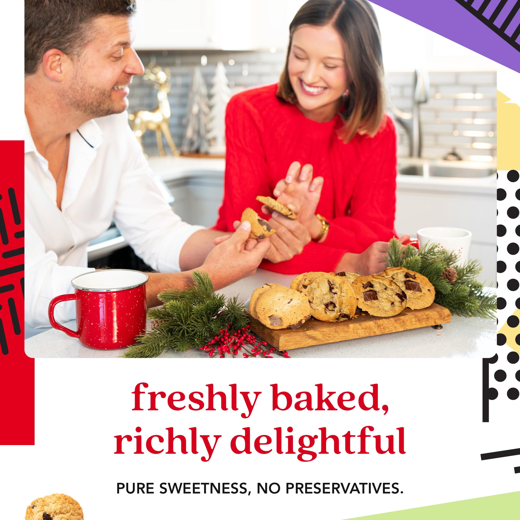 David's COOKIES lifestyle setting with cookies on table conveying ready-to-serve enjoyment