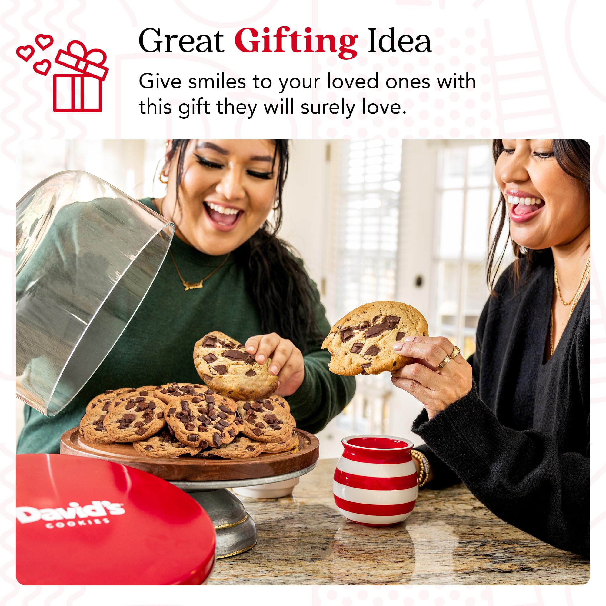 David's COOKIES jumbo cookie held in hand illustrating generous size and satisfying portion
