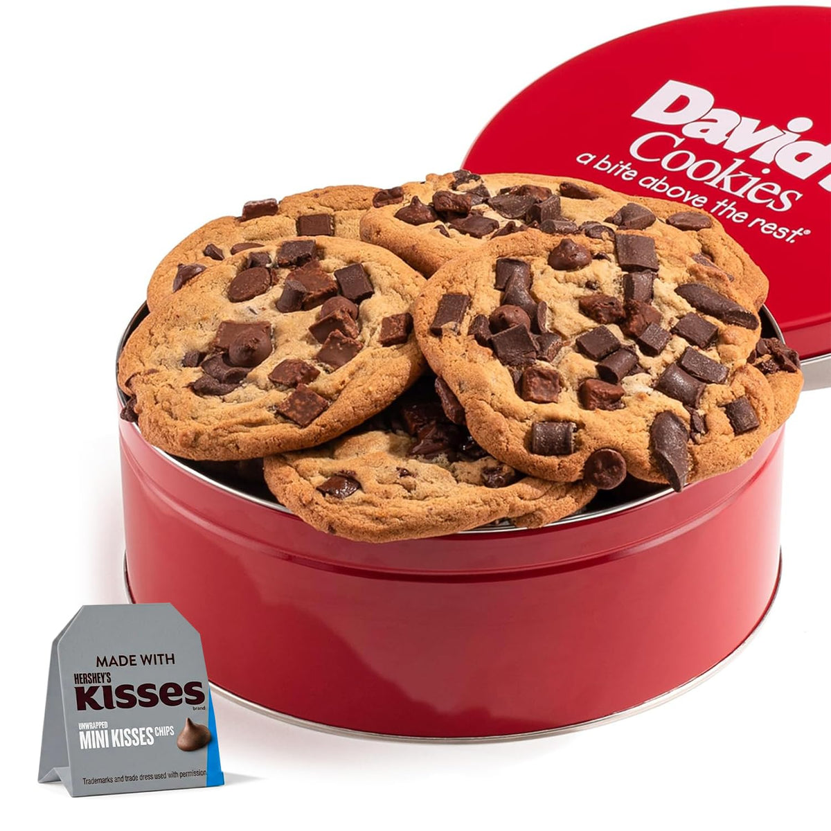 David's COOKIES gift tin front view showing premium presentation and gifting appeal