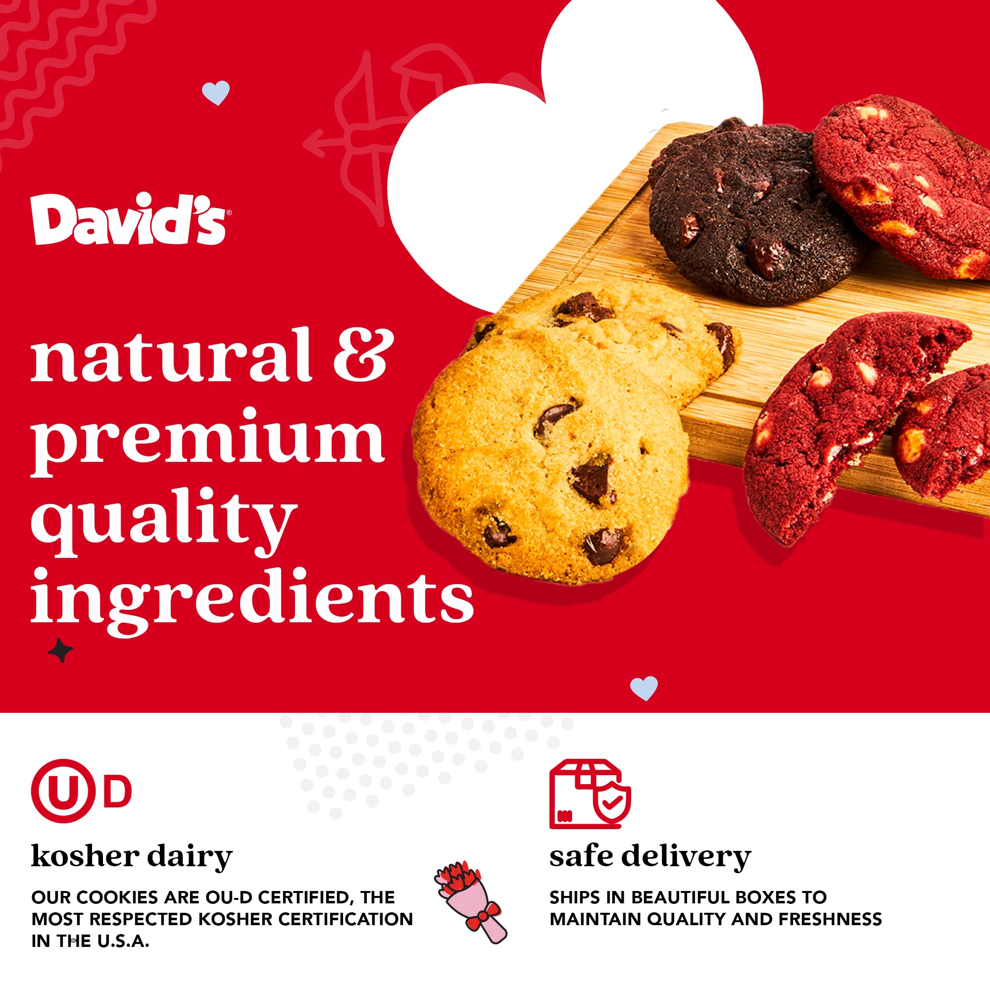 David's COOKIES open tin flatlay with assorted mini cookies for easy sharing and presentation