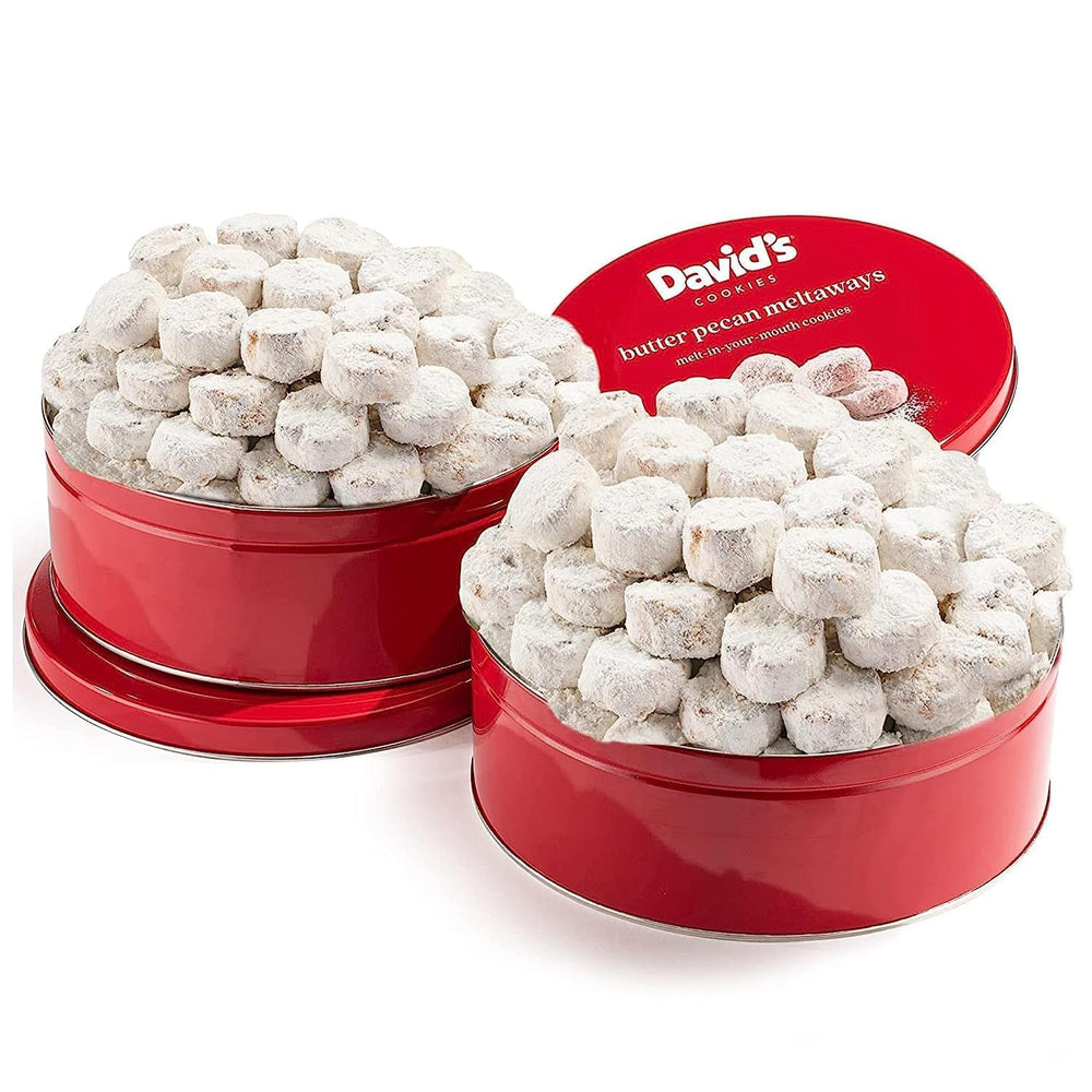 David's Cookies tin front packaging showing brand and freshness benefit