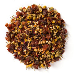 Davidson's loose-leaf close-up detail highlighting whole chamomile and orange peel