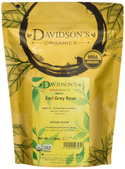 Davidson's Earl Grey Rose brewed cup in a kitchen setting conveying floral aroma and serving suggestion