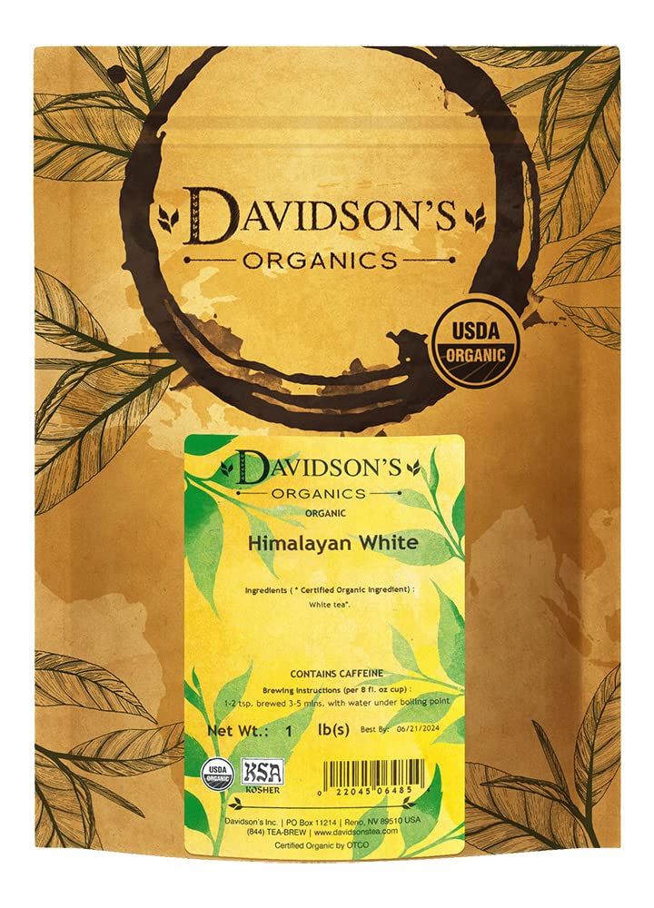 Davidson's Himalayan White front packaging showing 16-ounce bag and organic label benefit freshness