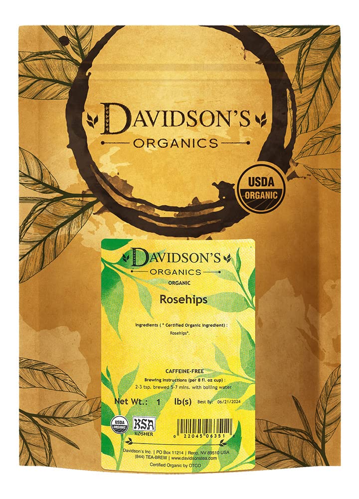 Davidson's front packaging showing 16-ounce rosehips bag and clear labeling for easy storage