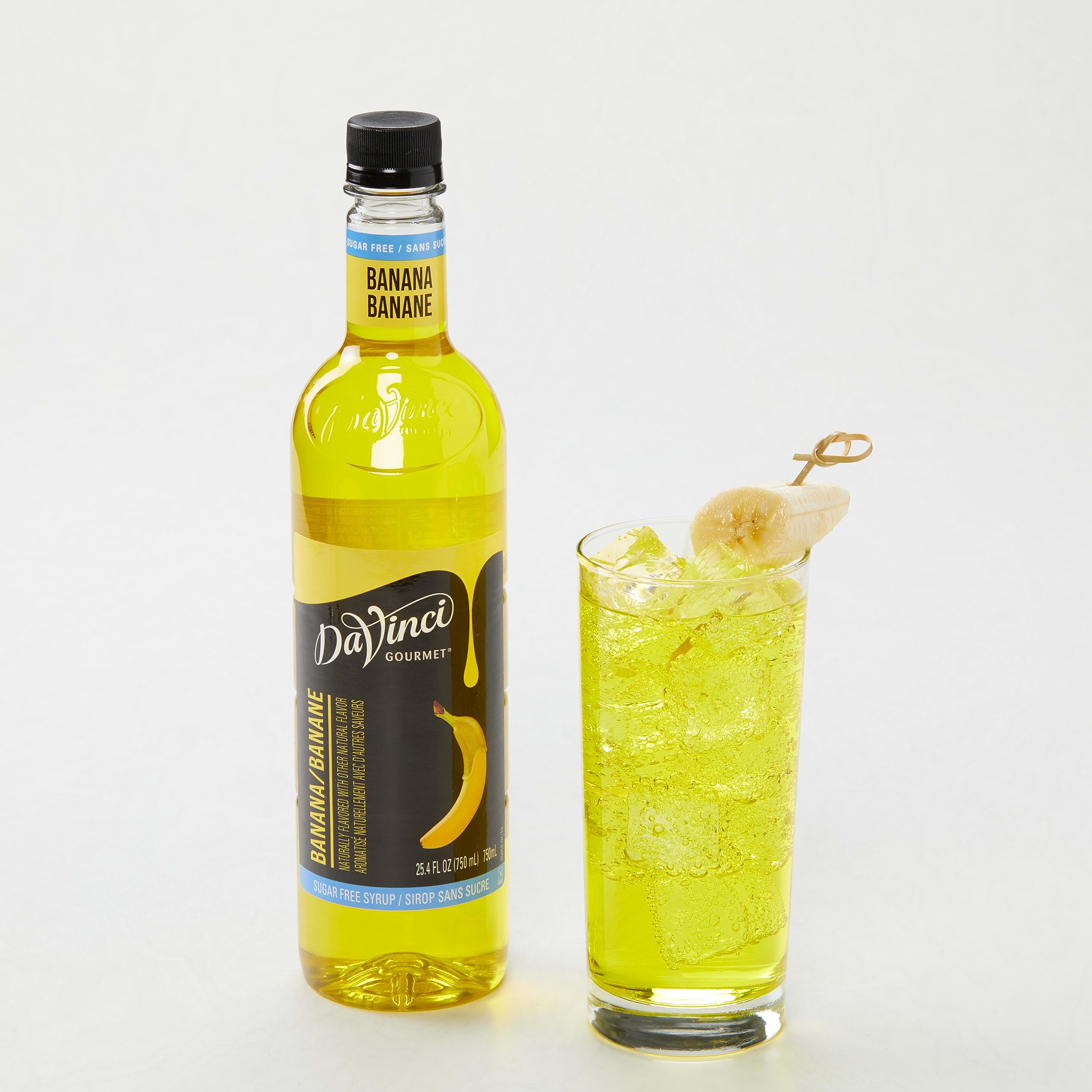 DaVinci Gourmet bottle held in hand showing bottle size and easy storage benefit