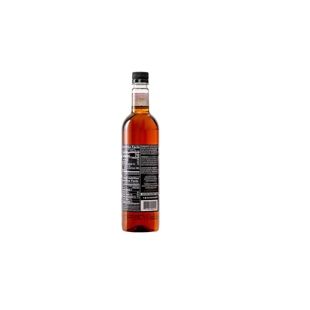 DaVinci Gourmet bottle angle highlighting packaging and pour spout for easy use
