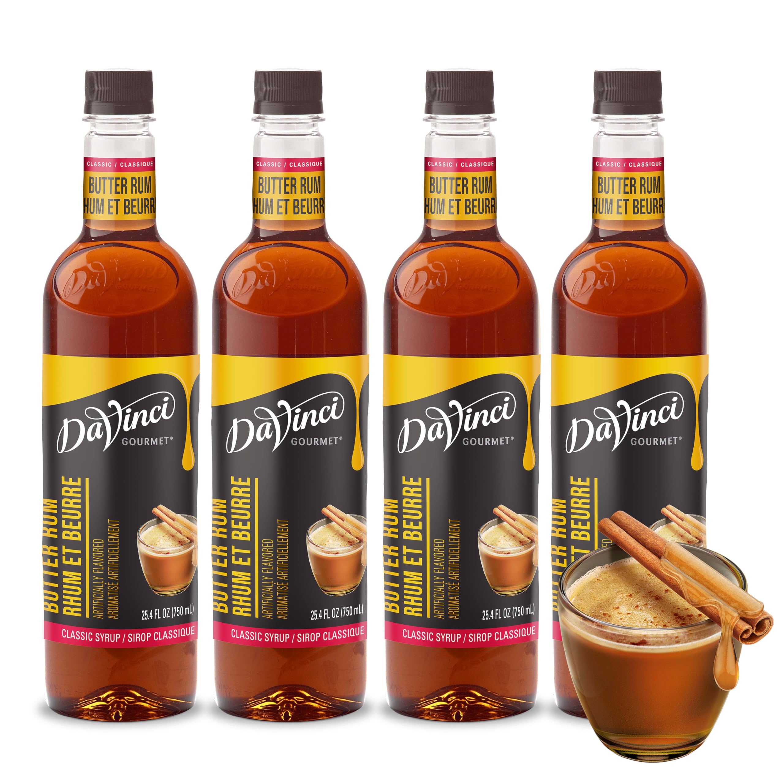 DaVinci Gourmet front label showing butter rum flavor for quick identification