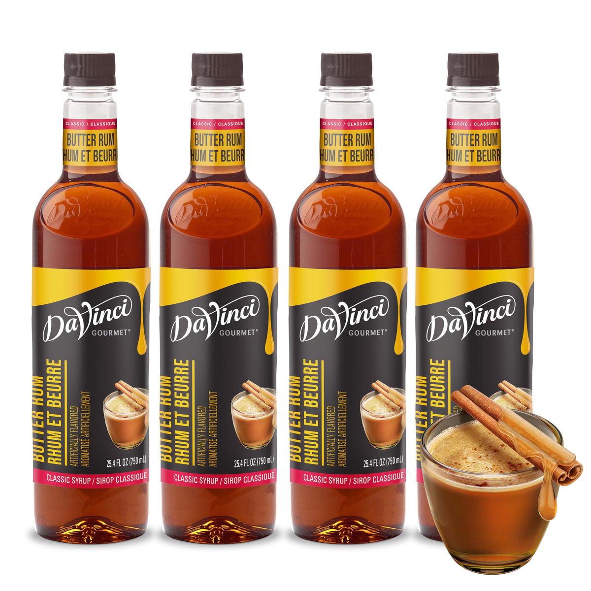 DaVinci Gourmet front label showing butter rum flavor for quick identification