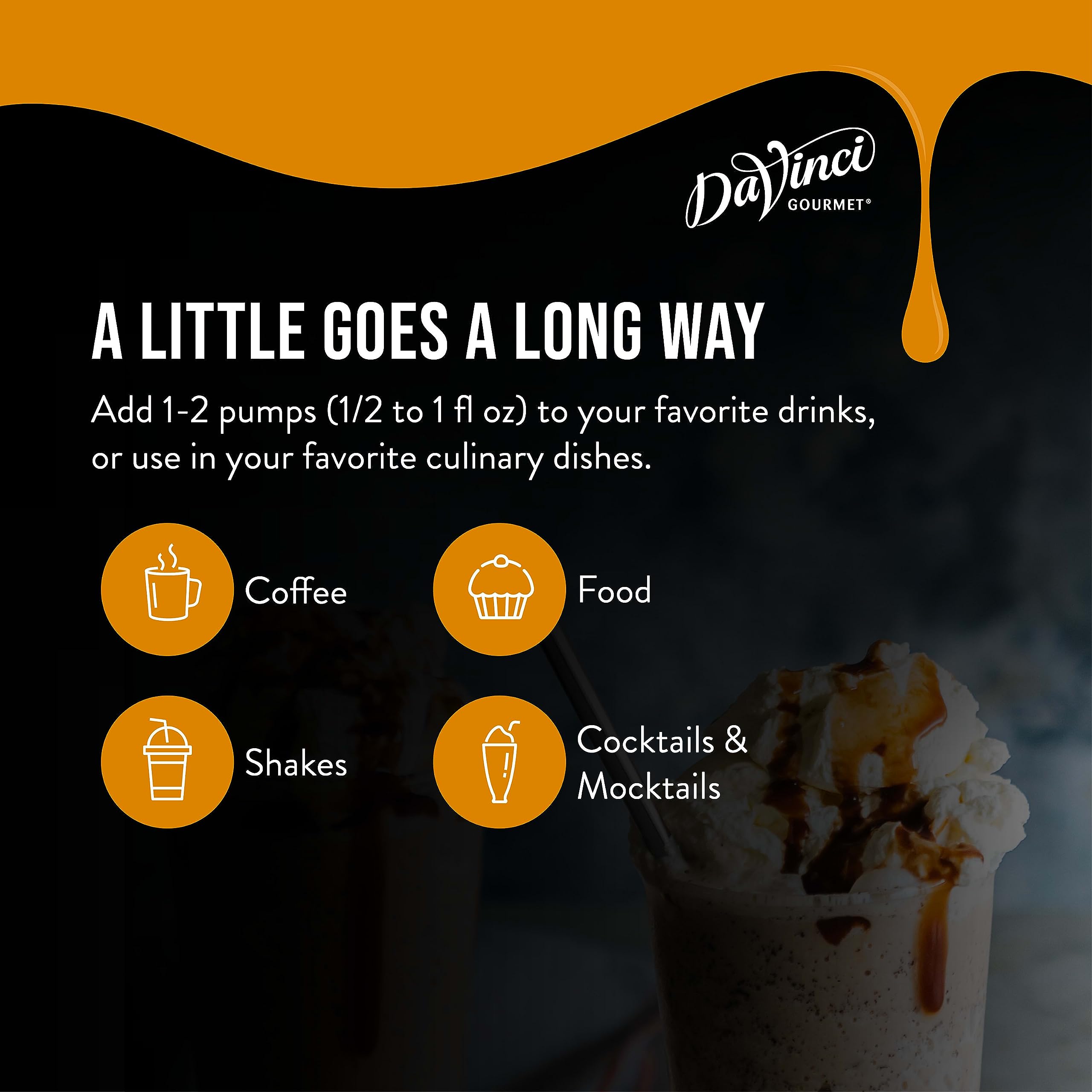 DaVinci Gourmet caramel blended into latte highlighting smooth flavor integration