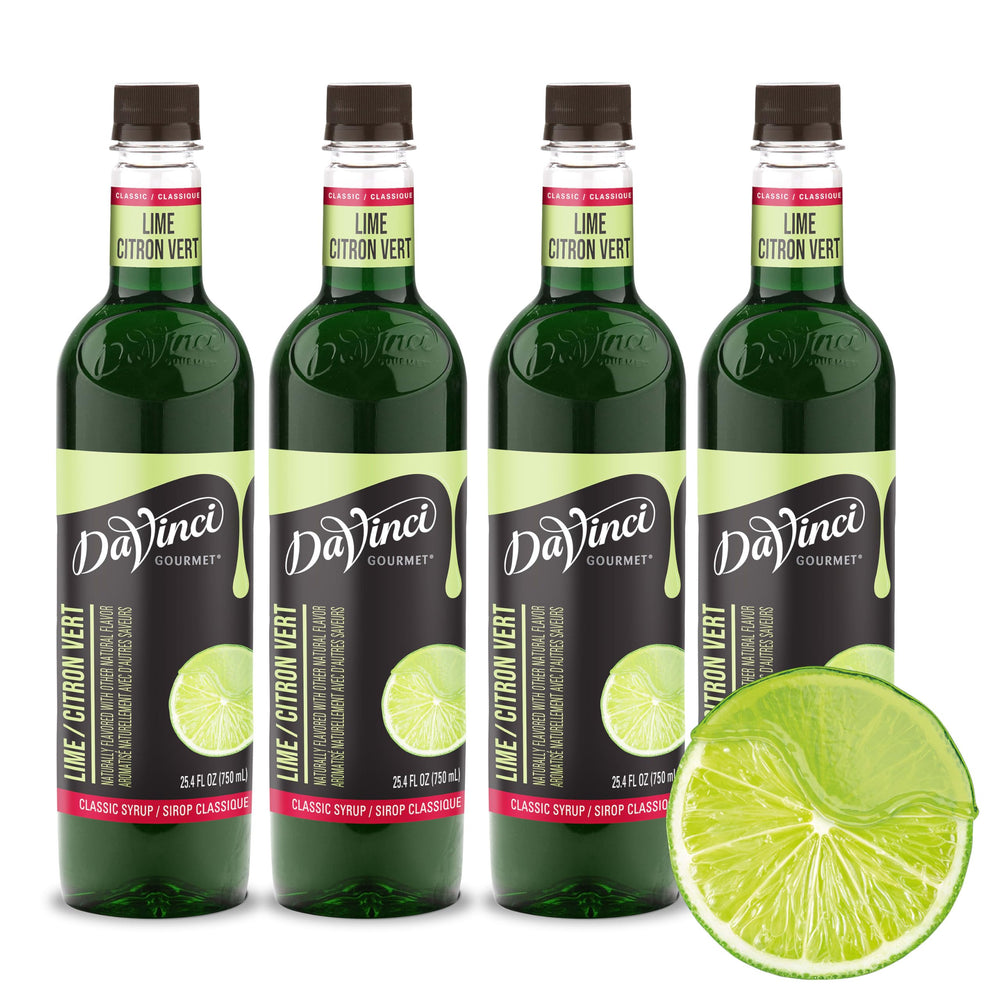 DaVinci Gourmet front packaging showing bottle and brand, highlights bright lime flavor