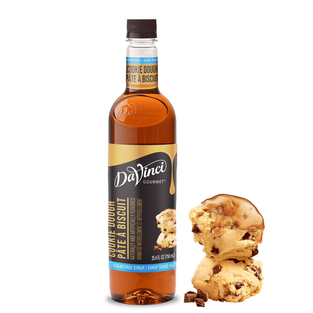DaVinci Gourmet front label showing cookie dough flavor and sugar-free benefit