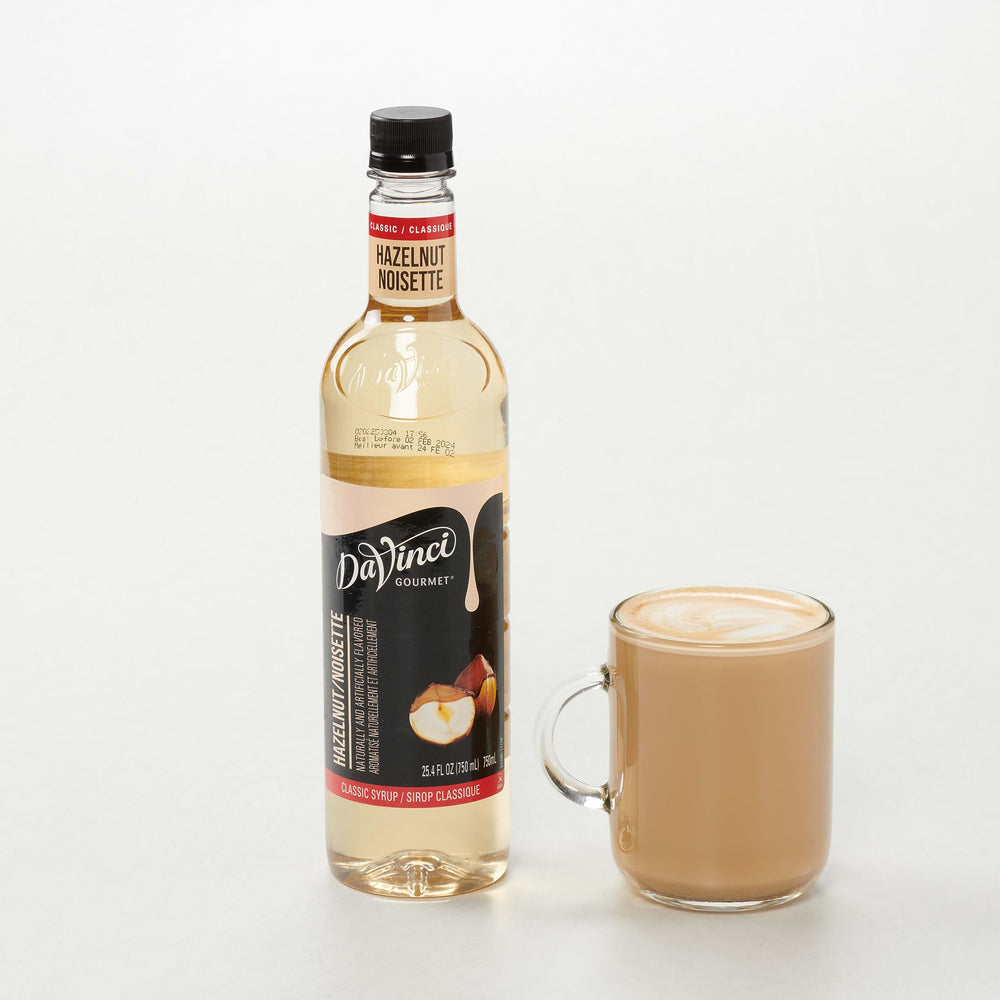 DaVinci Gourmet bottle next to common items for size and portion clarity