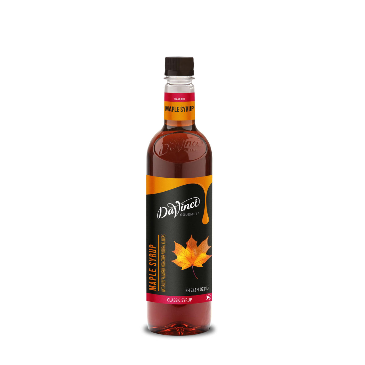DaVinci Gourmet bottle front label showing maple syrup flavor and professional use