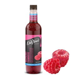 DaVinci Gourmet bottle front packaging showing raspberry flavor and size benefits