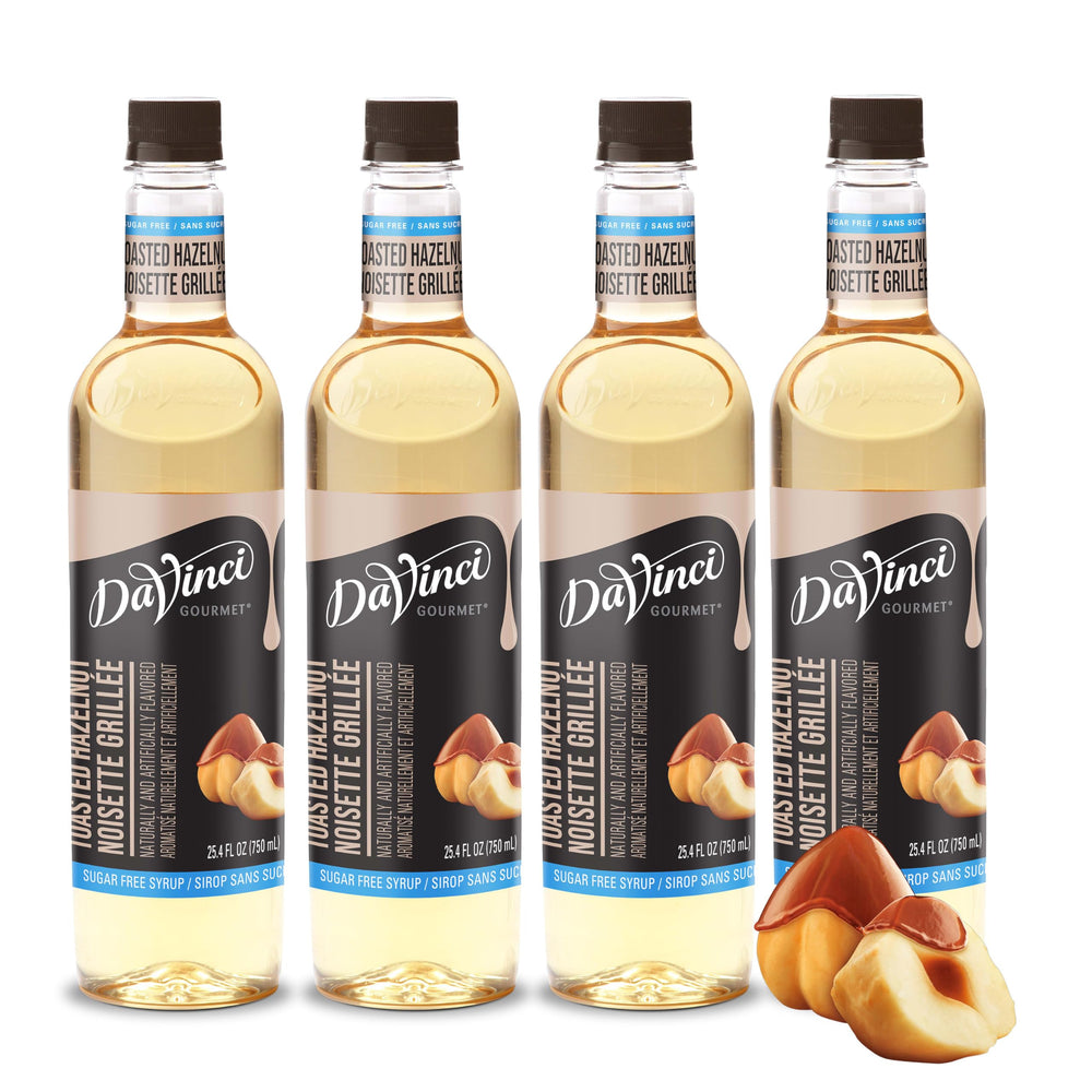 DaVinci Gourmet bottle front packaging showing hazelnut flavor and size benefits