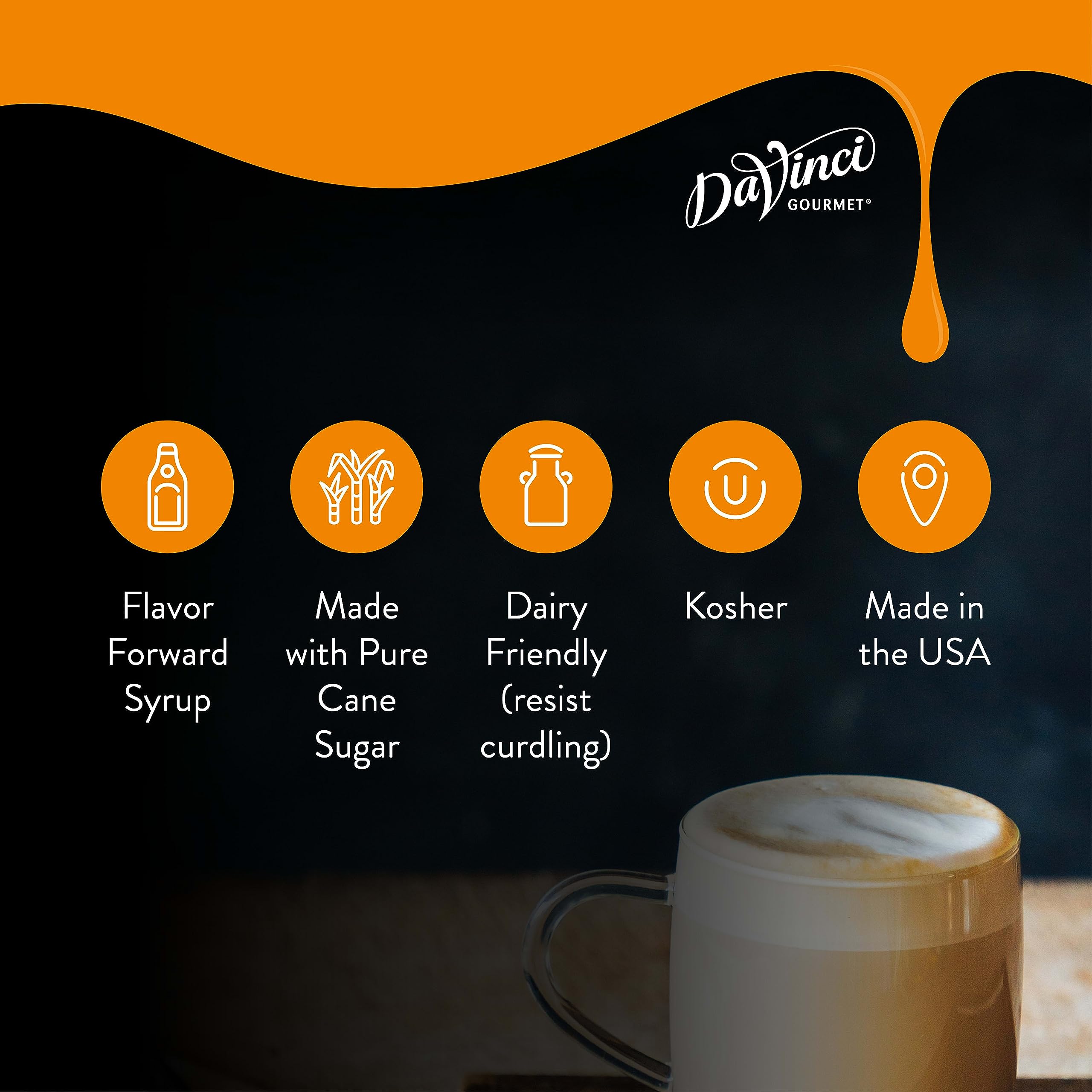 DaVinci Gourmet Irish Cream latte served showing café-quality finished beverage