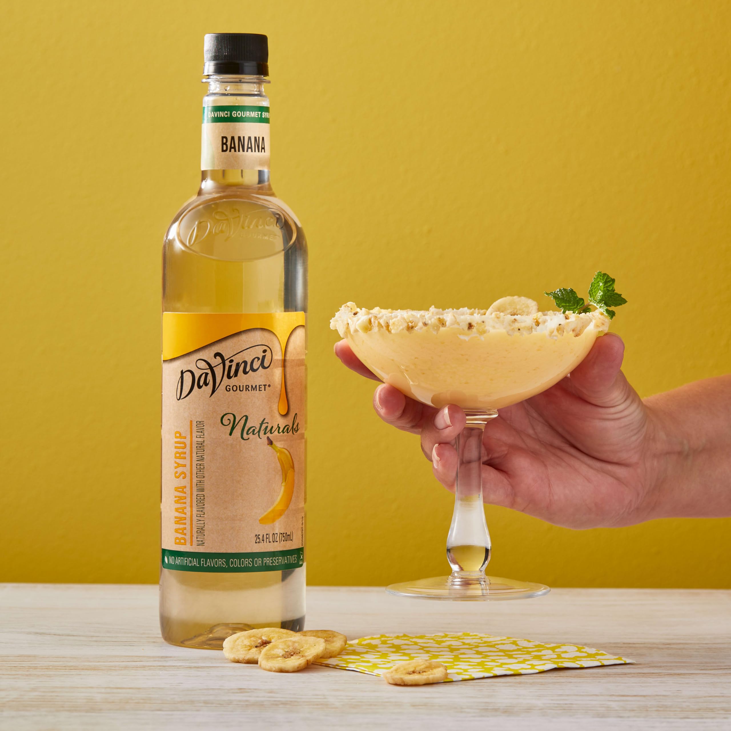 DaVinci Gourmet bottle on bar backbar adding reliable banana flavor option