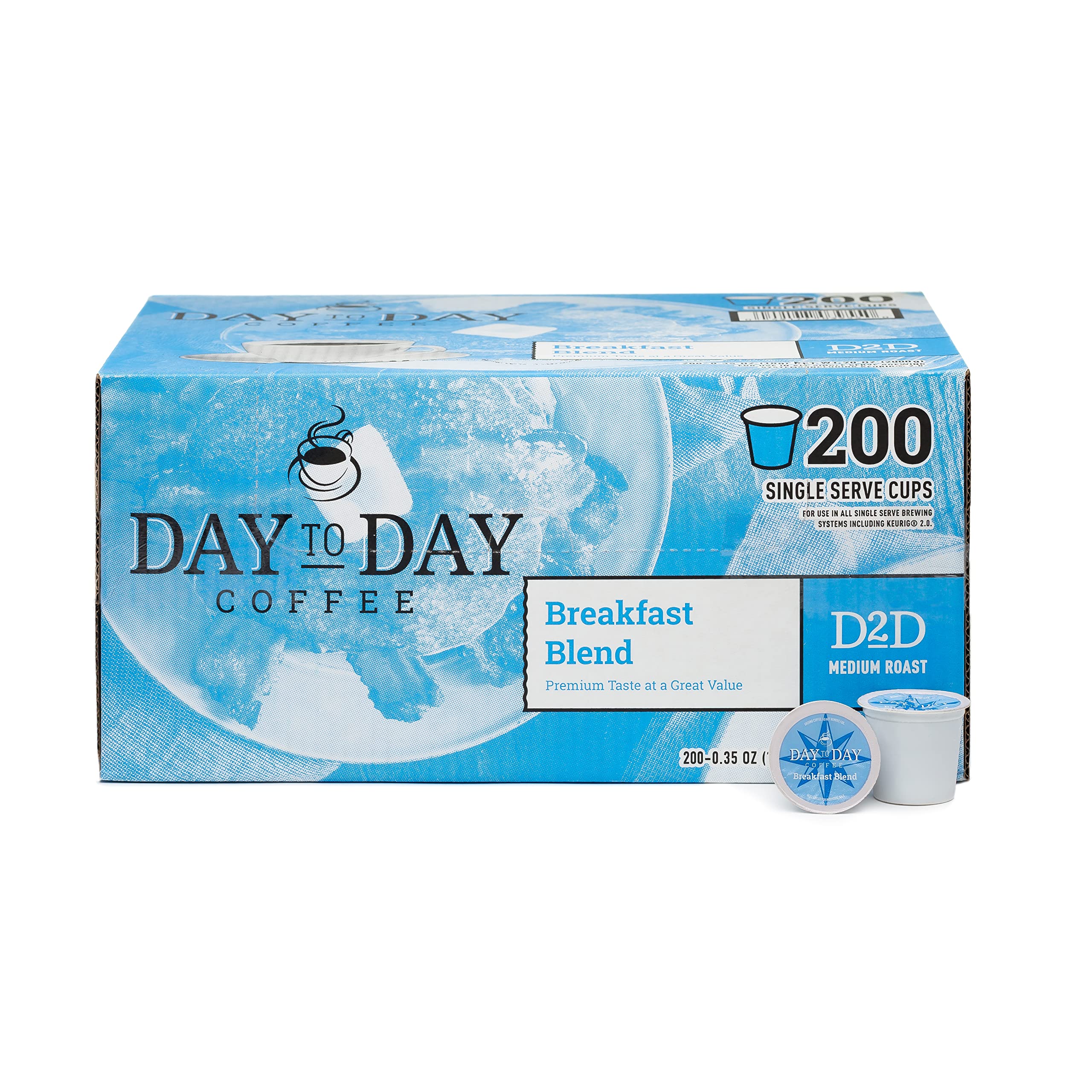 Day To Day Coffee front packaging showing 200-count convenience and value