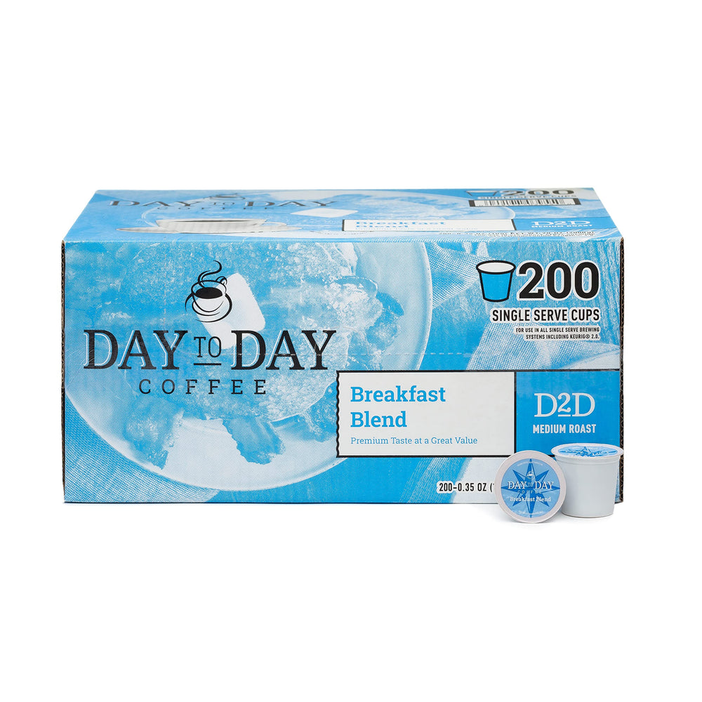 Day To Day Coffee front packaging showing 200-count convenience and value