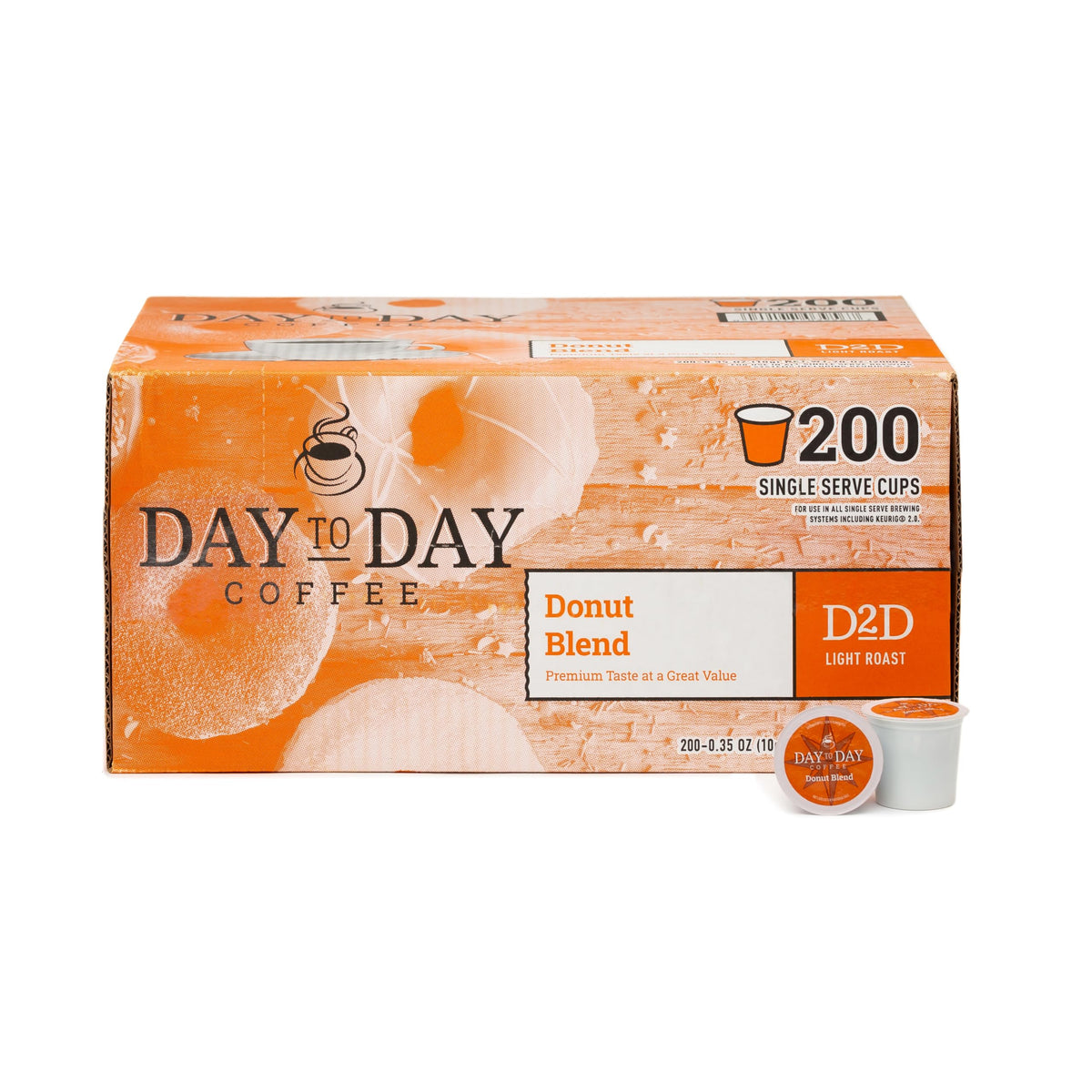 Day To Day Coffee front packaging showing 200-count convenient bulk supply