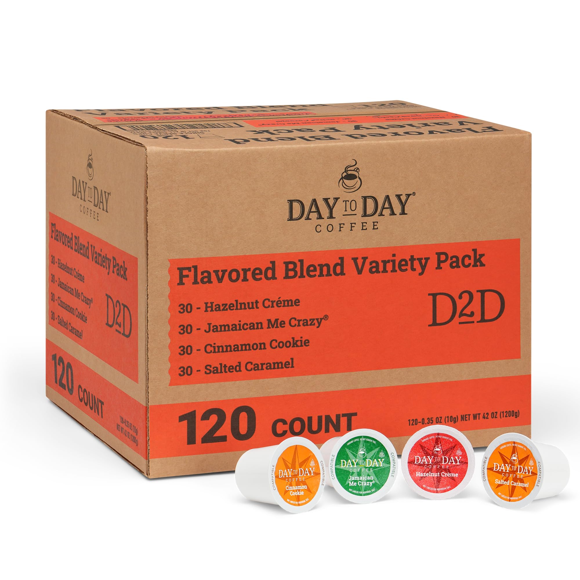 Day To Day front packaging showing 120-count variety pack and clear flavors for convenient value