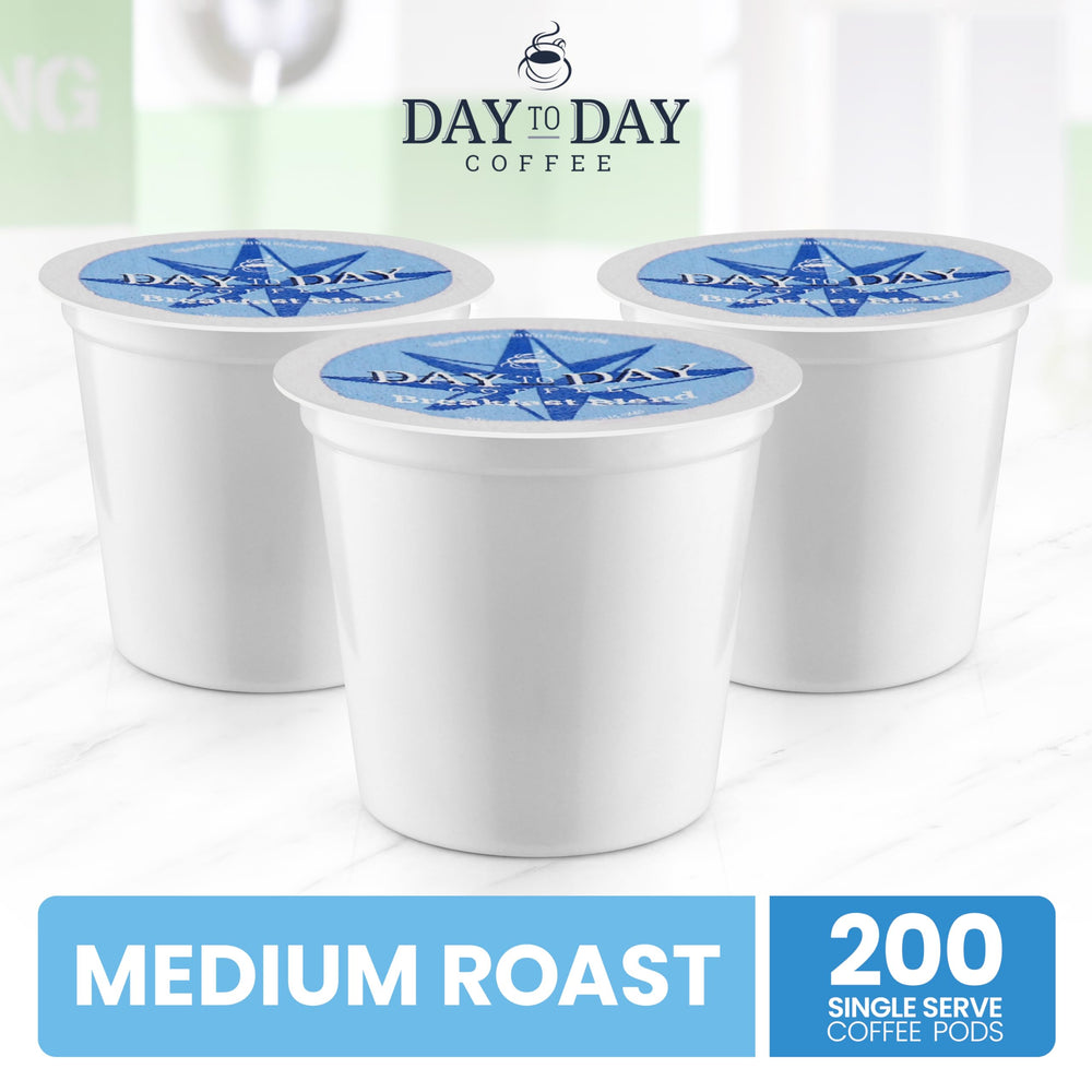 Day To Day Coffee label close-up highlighting Kosher and USA-made benefits