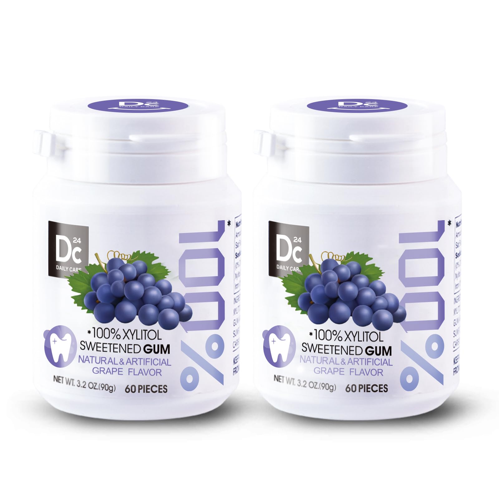 DC24 DAILY CARE front packaging showing grape gum and benefits