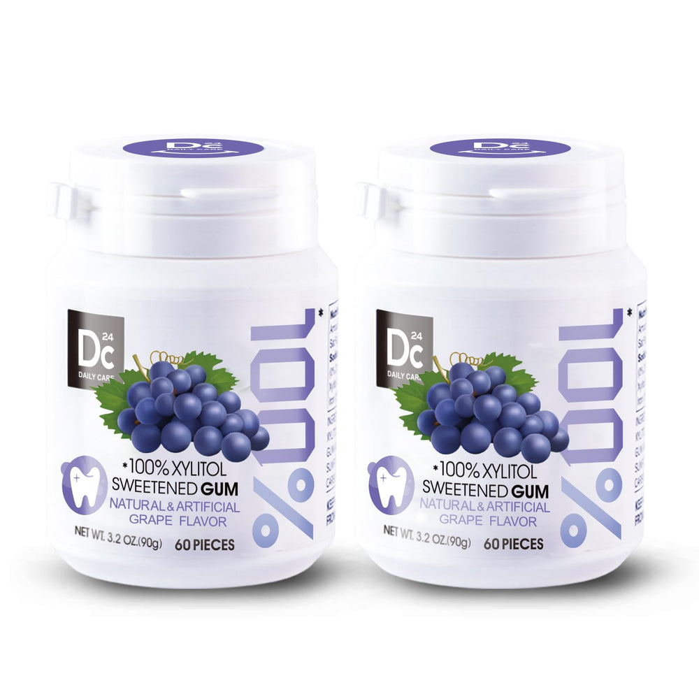 DC24 DAILY CARE front packaging showing grape gum and benefits