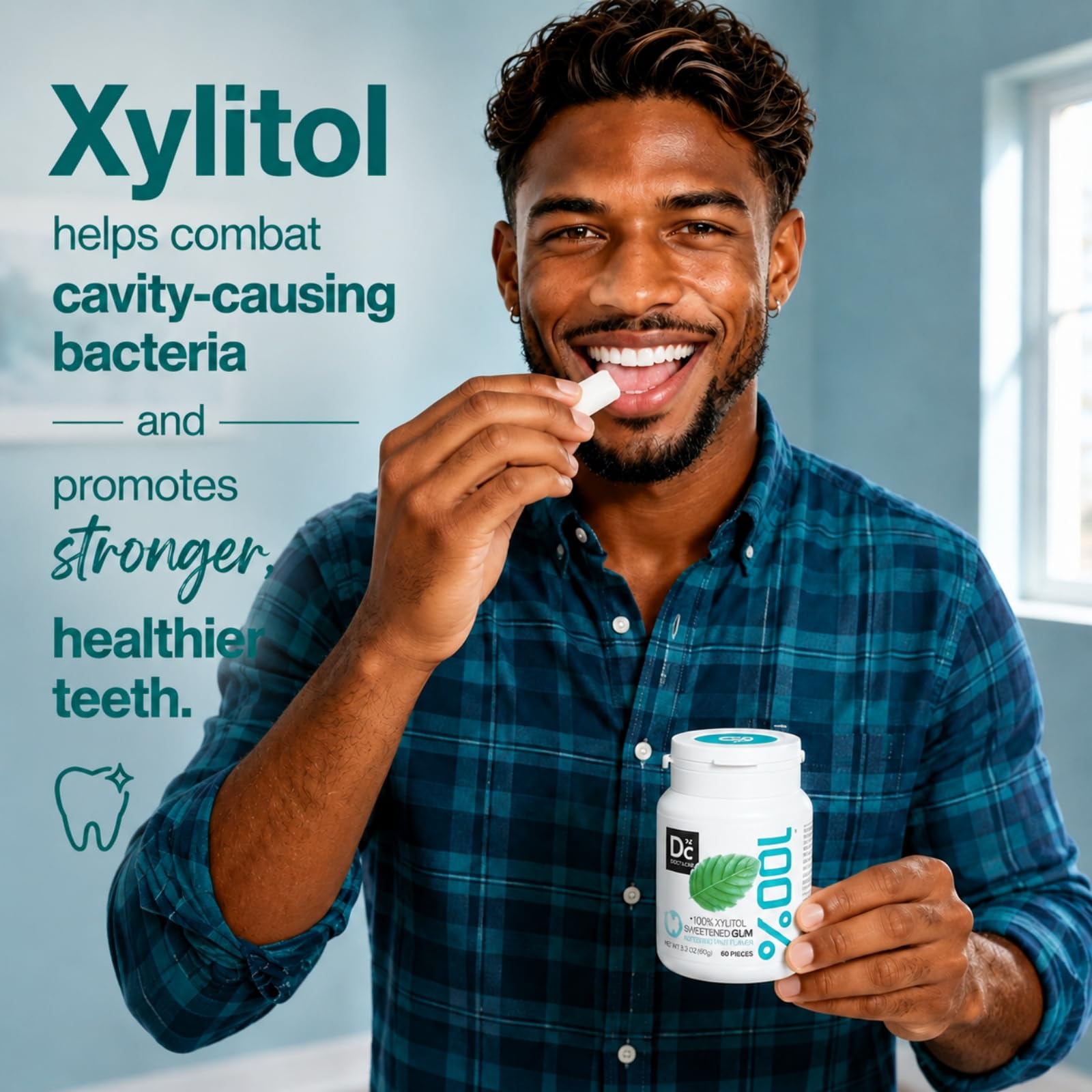DC24 DAILY CARE label close-up displaying ingredients and non-GMO xylitol transparency