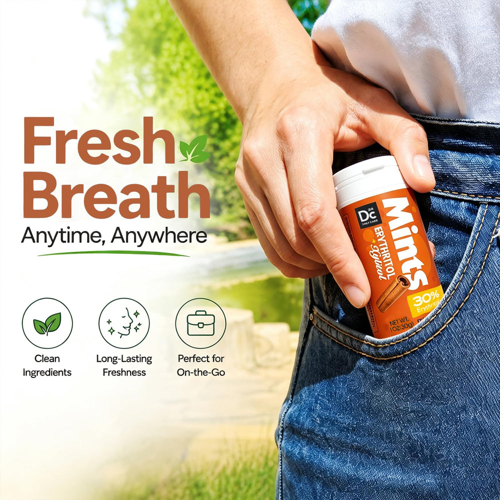 DC24 DAILY CARE mints in purse for travel freshness anytime