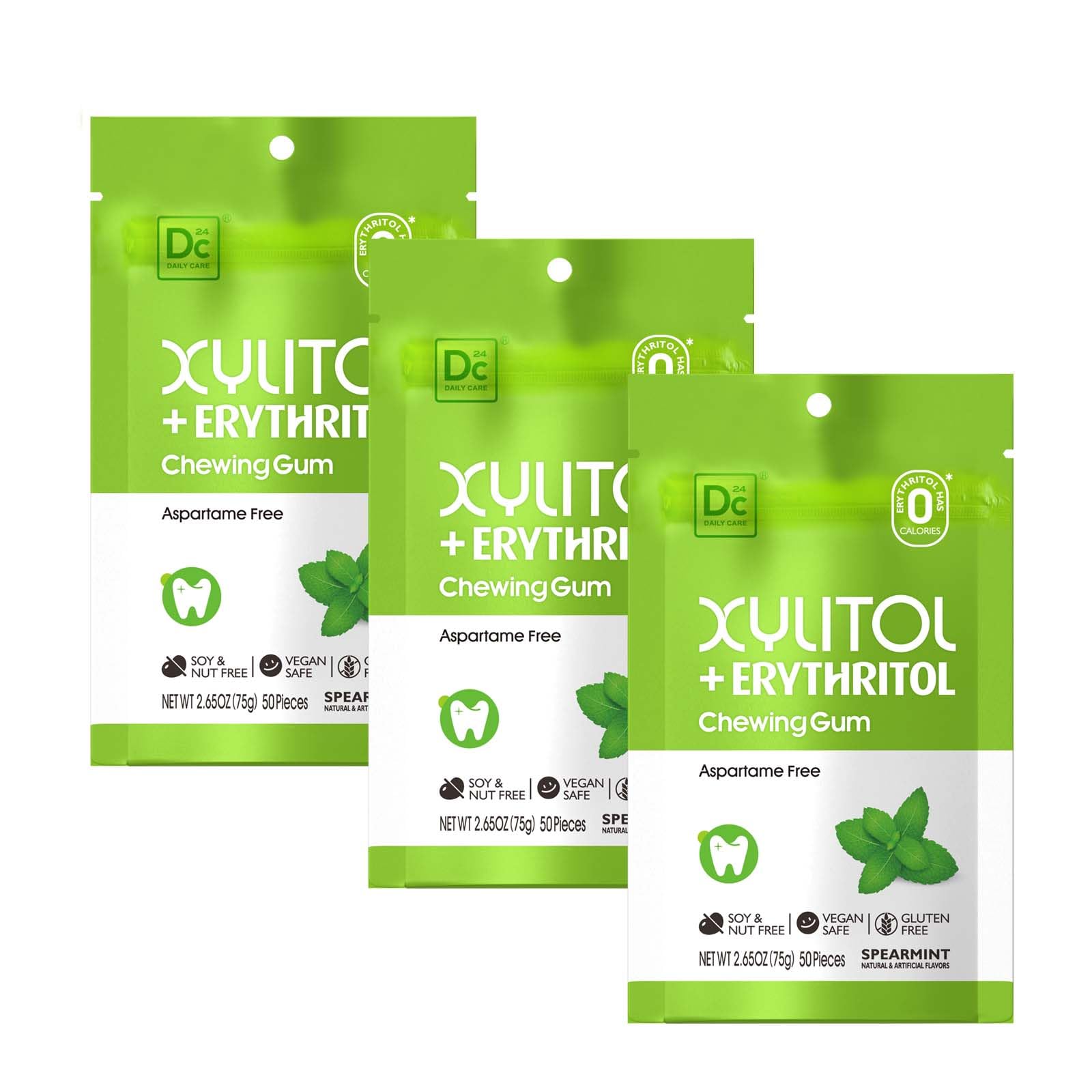 DC24 DAILY CARE front packaging showing spearmint bags and product benefits