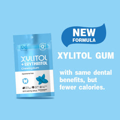 DC24 DAILY CARE gum texture close-up showing low-calorie xylitol-erythritol blend