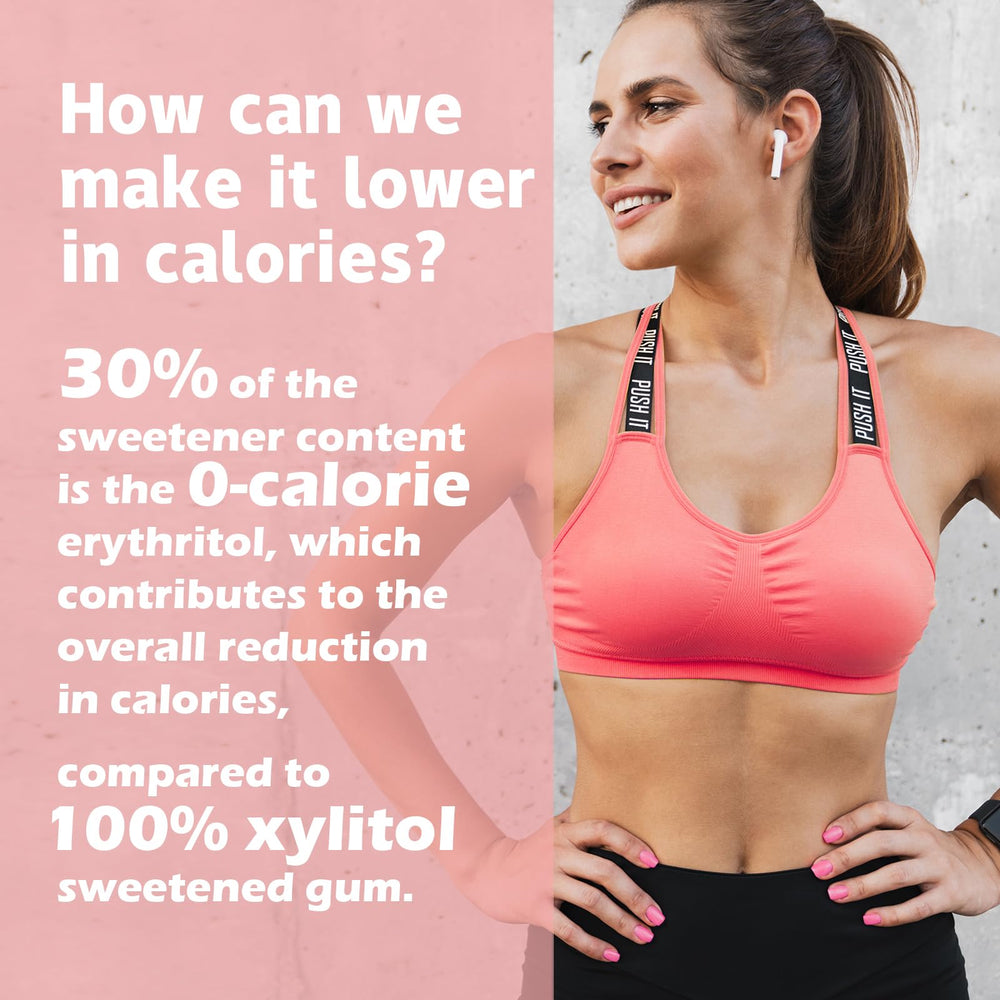 DC24 DAILY CARE gum held in hand showing piece size and convenient portion benefit