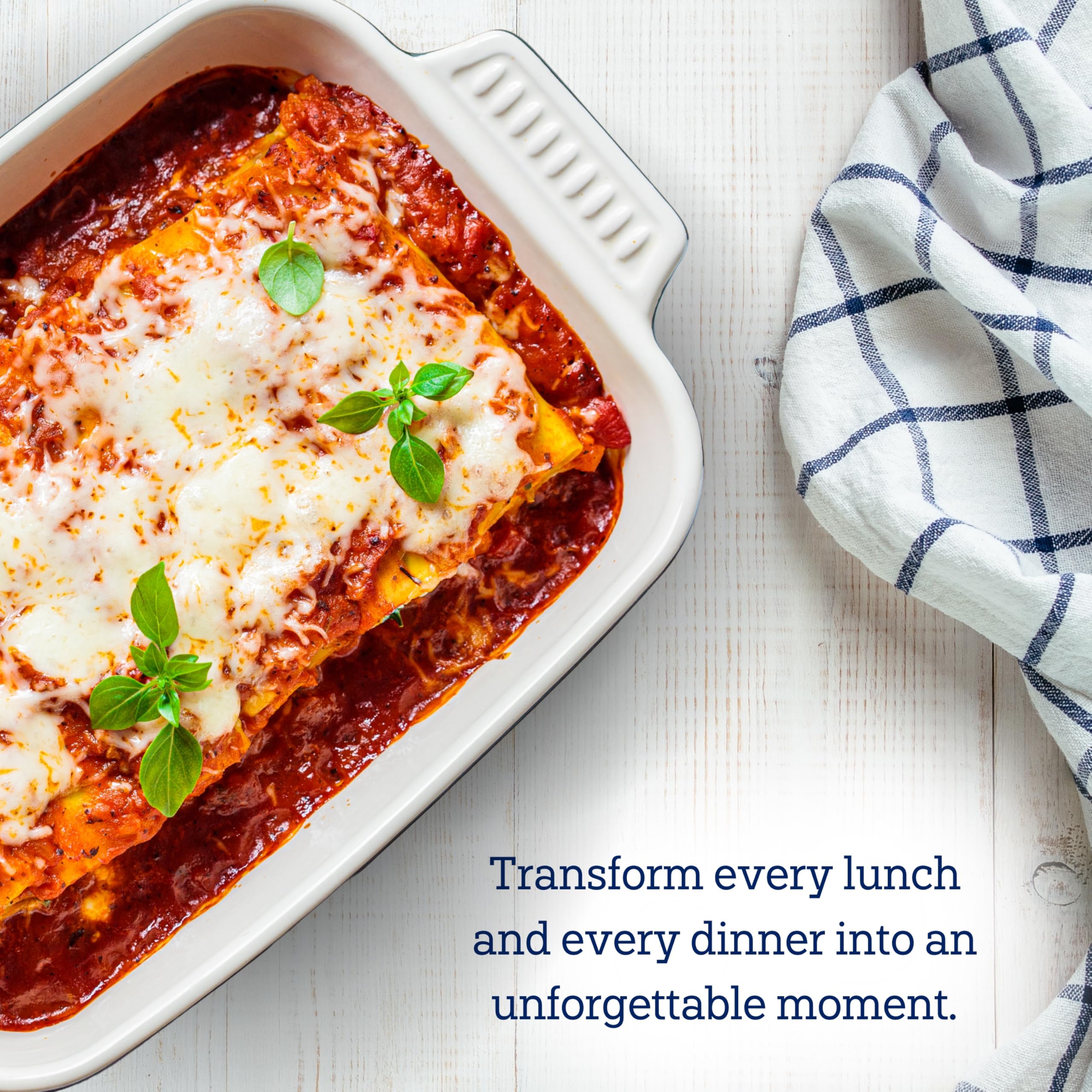 de cecco plated lasagna slice emphasizing firm layers and appetizing presentation