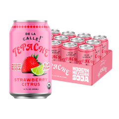 De La Calle bottle front view showing strawberry citrus sparkler and organic badge