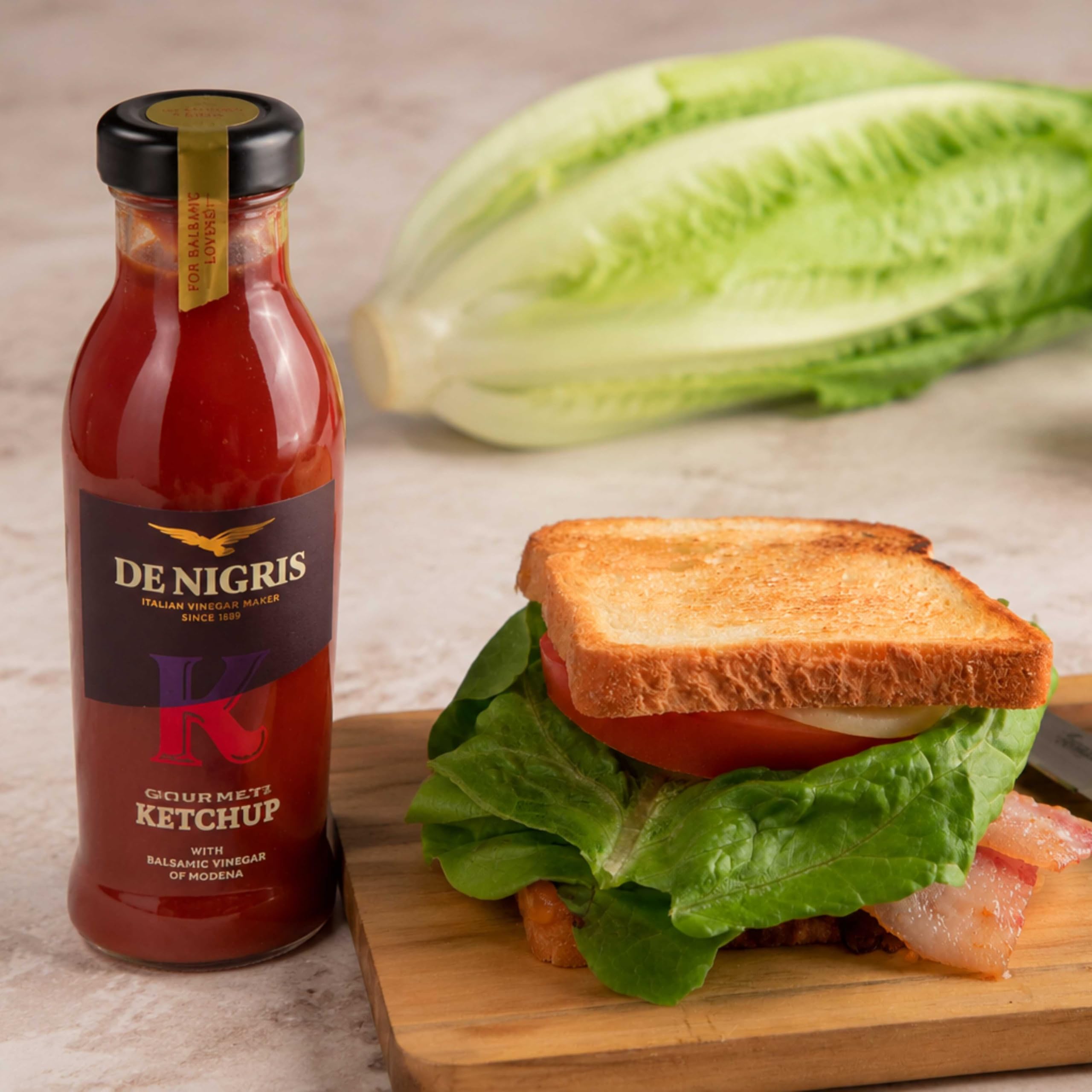 de nigris ketchup on burger highlighting enhanced flavor for gourmet sandwiches
