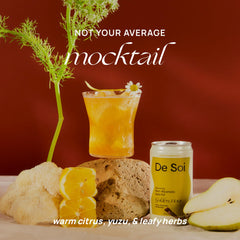 De Soi Golden Hour close-up can top with condensation — ready chilled and refreshing