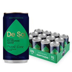 De Soi front can view showing purple design and premium mocktail branding benefits elegant presentation
