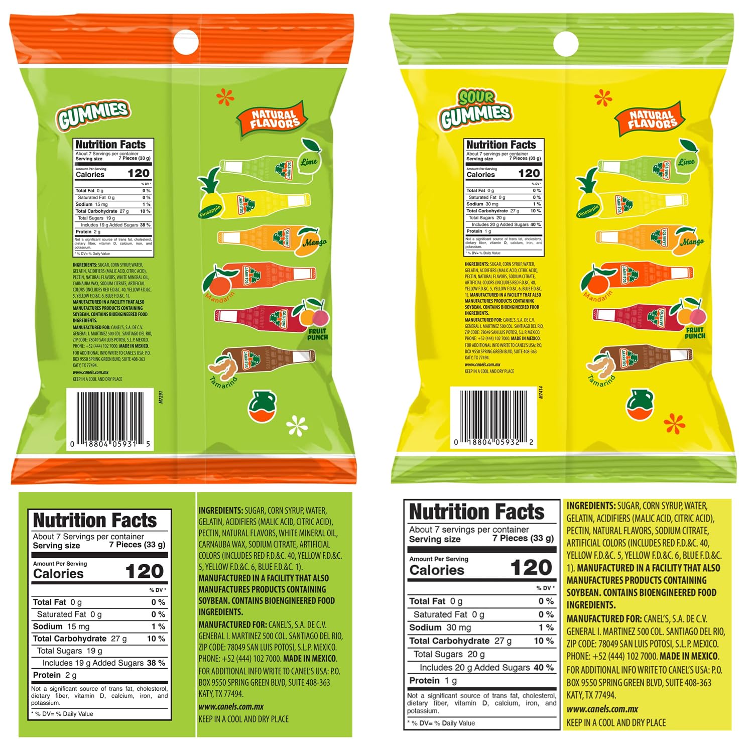 Deal Society Jarritos bag label with flavor list for quick product info
