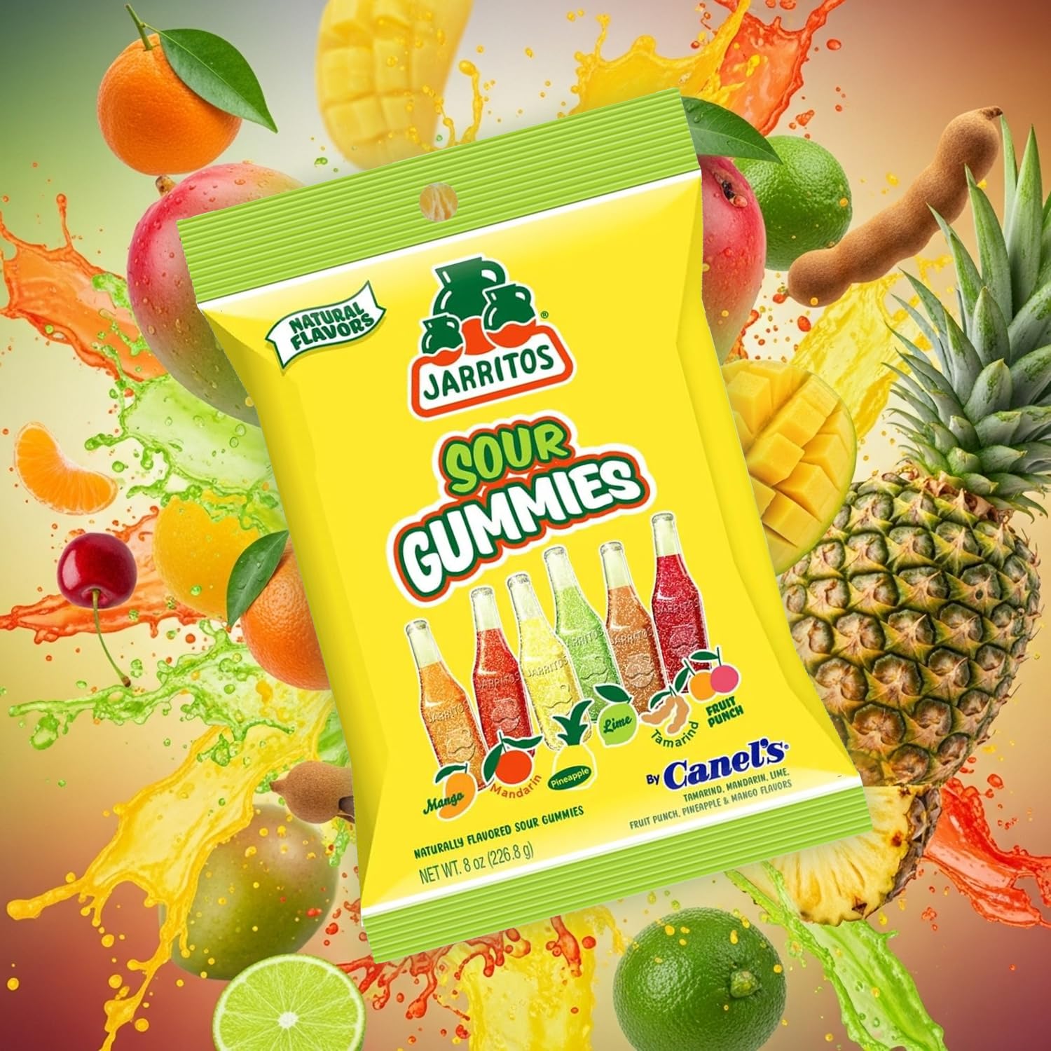 Deal Society Jarritos gummies next to a coin showing size and portion