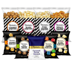 Deanan Gourmet Popcorn gift box front view showing packaging and assortment, great for gifting