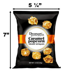 Deanan Gourmet Popcorn full-size bag close-up of label and crisp kernels, highlights premium quality