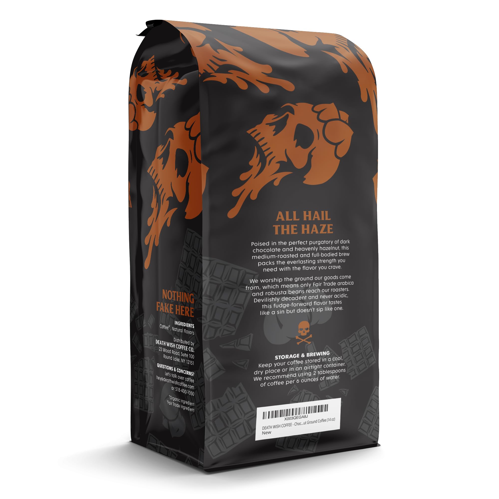 Death Wish ground coffee granules close-up showing rich texture and aroma boost