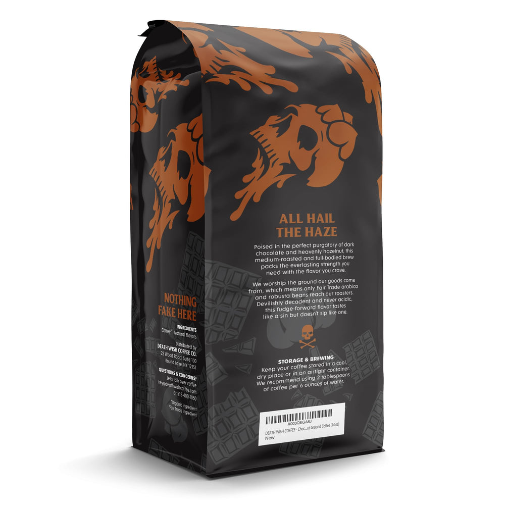 Death Wish ground coffee granules close-up showing rich texture and aroma boost