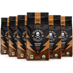 Death Wish Coffee front packaging showing bold branding and organic badge for confident flavor