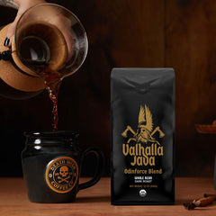 Death Wish Coffee whole beans close-up highlighting roast and rich color