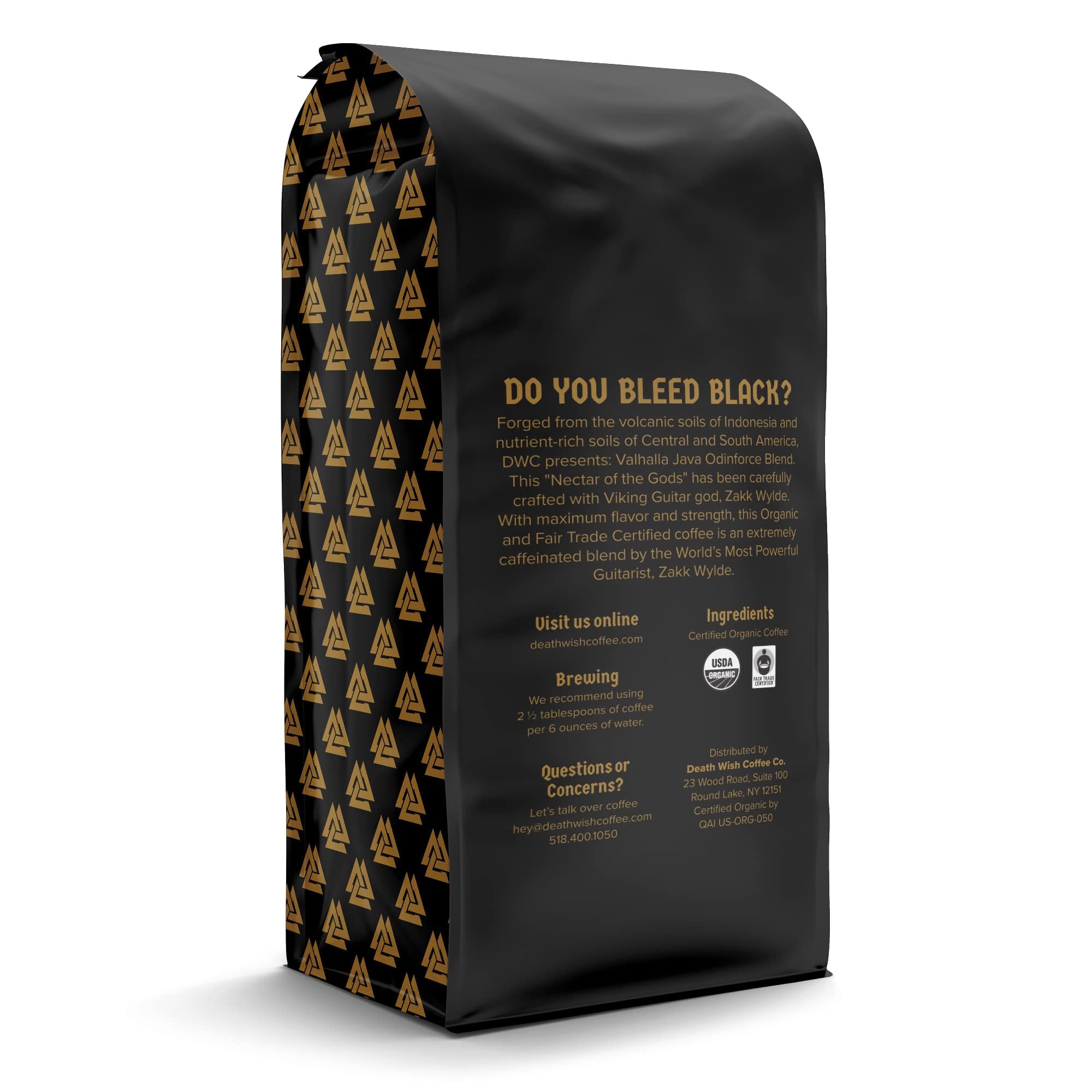 Close-up of Death Wish Valhalla Java ground texture highlighting grind consistency and rich roast aroma