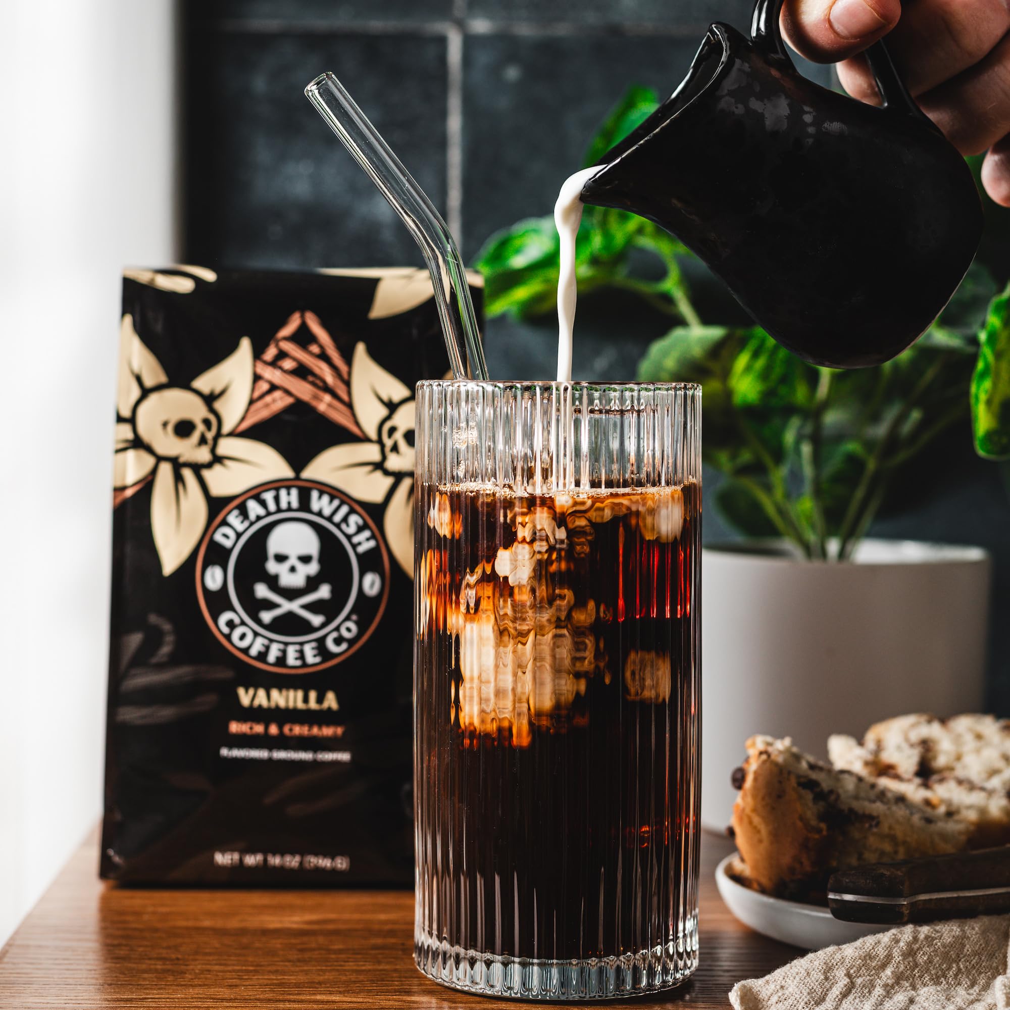 Death Wish Coffee back label closeup highlighting ingredients and transparency