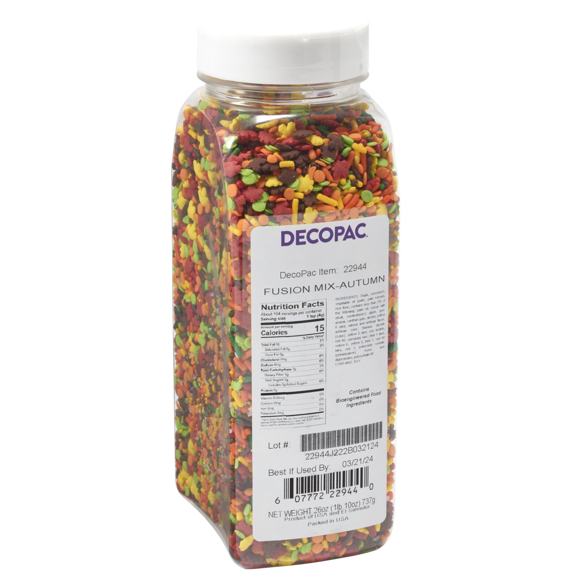 DecoPac front packaging showing jar and fall colors for easy identification and storage